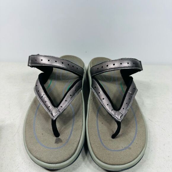 OrthoFeet Sandals Womens 6 BGaya Flip Flops Thong Metallic Flats Slip On - Picture 3 of 7